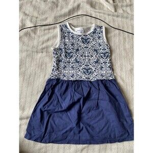 Toobydoo dress blue white bird floral tank girls 5